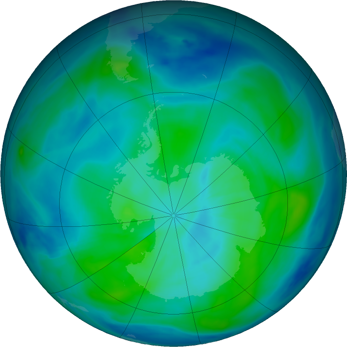 Antarctic ozone map for 07 March 2025